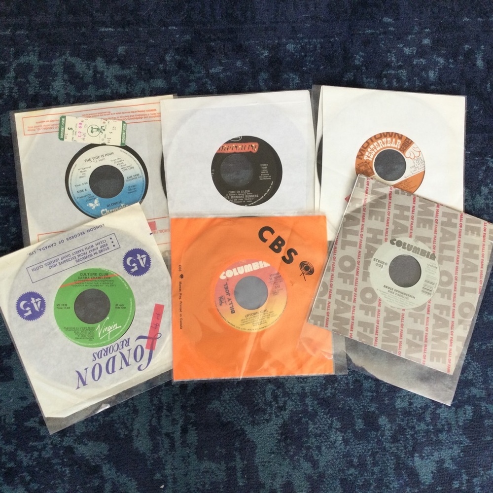 Lot of Six 45 Records Vinyl 80s Springsteen Diana Ross Blondie Billy Joel